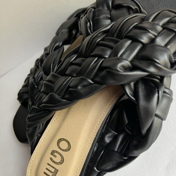 EGO Womens Black Slip On Open Toe Flat Sandals Slides Size 7.5 - Picture 3 of 13